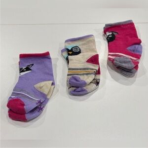 SmartWool Toddler Boys Girls 24M Trio Socks Power Pink 3-Pack Merino Wool NWT